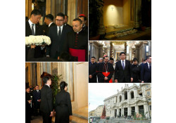 Монгол Улсын Ерөнхийлөгч У.Хүрэлсүх Пап Францис агсны дурсгалыг хүндэтгэн бунханд нь цэцэг өргөлөө.