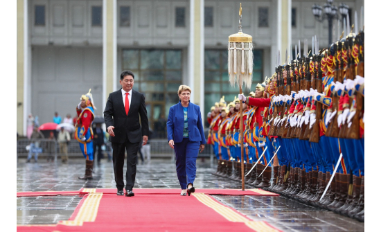 President of Mongolia Khurelsukh Ukhnaa Welcomes President of Switzerland Viola Amherd