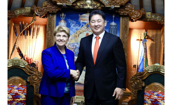 Presidents of Mongolia and Switzerland Hold a Tête-à-Tête